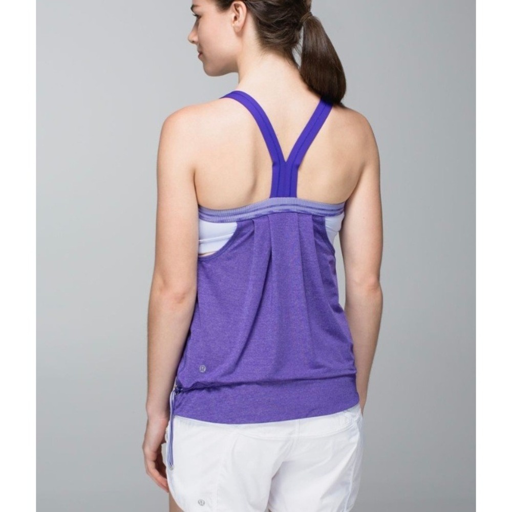 Lululemon Rest Less Tank Top Purple Space Dye 2-in-1 Built-in Bra Size 6